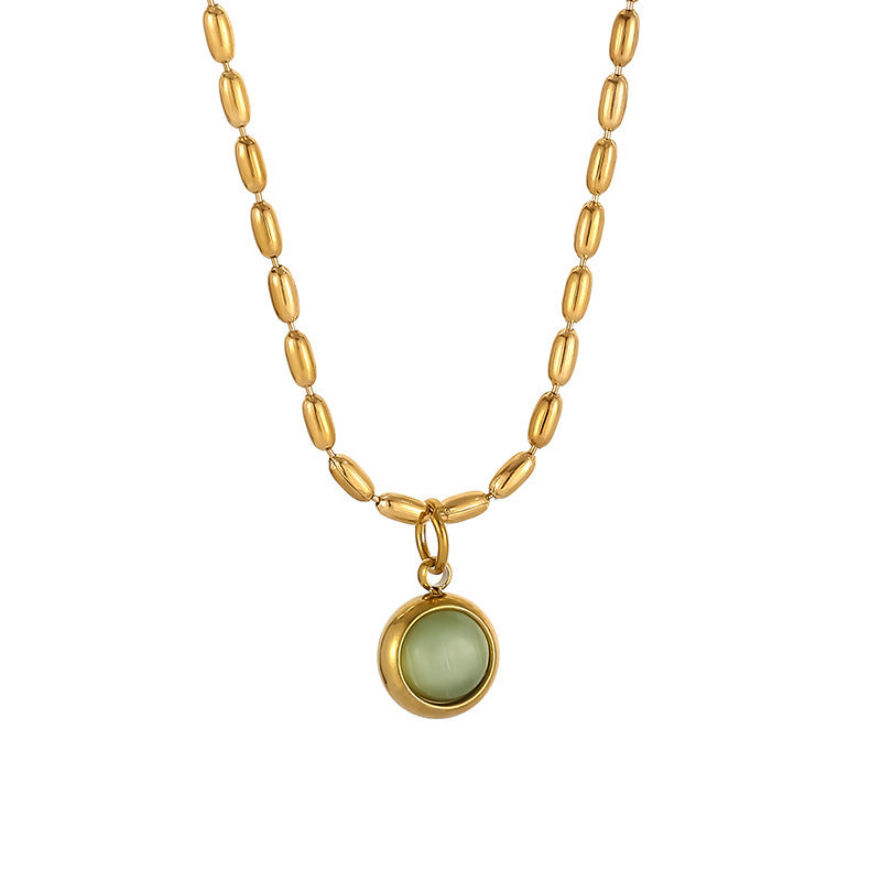Women's Gold Rice Design For Light Luxury High-grade Aventurine Necklaces