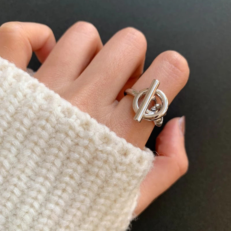 Twist Knitted Buckle Female Trendy Cold Disco Sterling Sier Index Rings