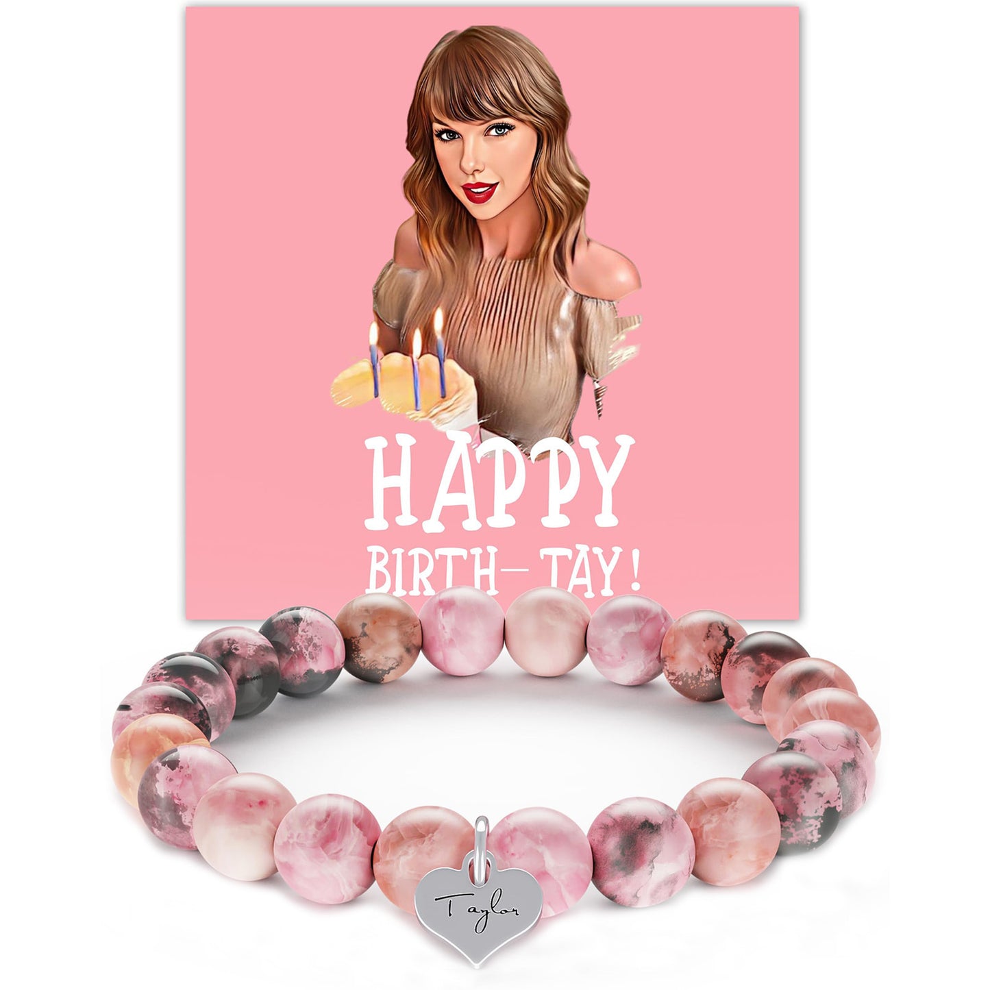 Taylor Birthday Party Music Festival Peach Heart Natural Bracelets