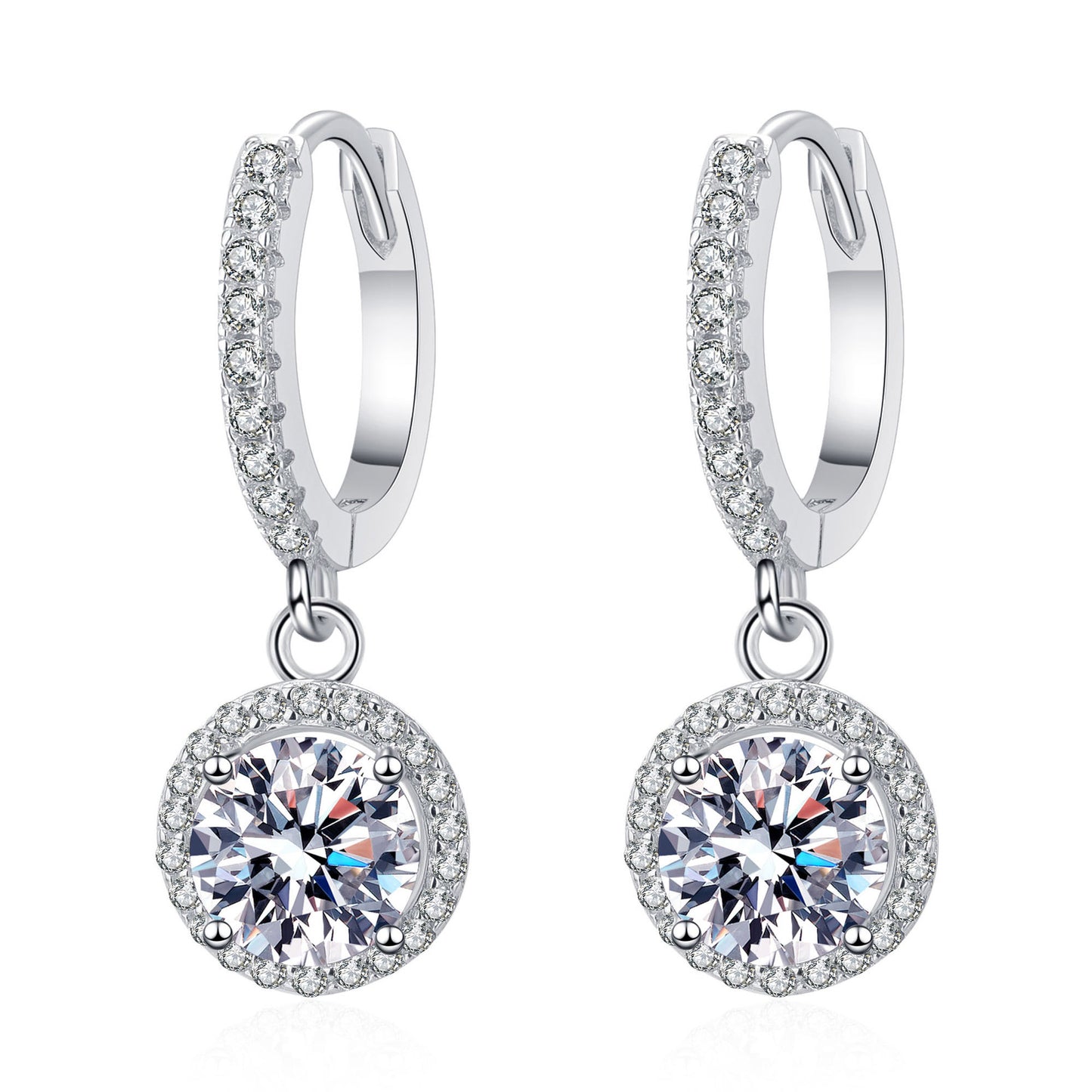 Women's Sterling Sier For Moissanite Round Bag Ear Clip Earrings