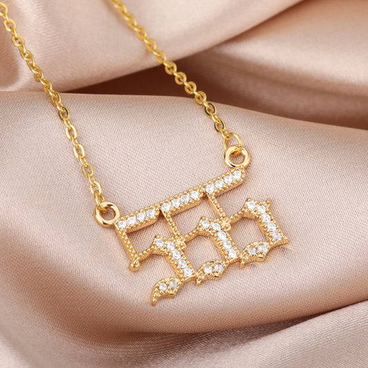 Women's & Men's Digital Angel Zircon Couple Ancient English Necklaces
