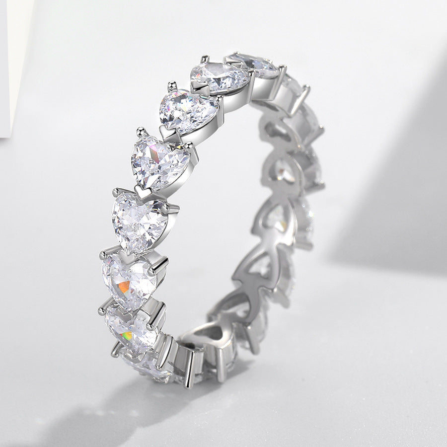 Women's Hand Inlaid Loving Heart Zircon Stackable Rings