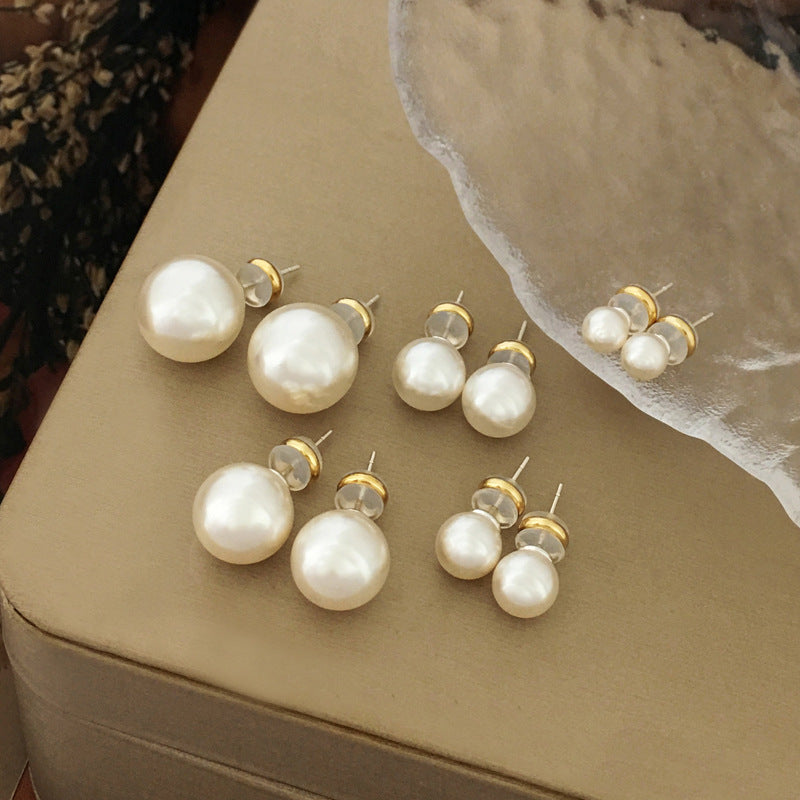 French Hepburn Style Imitation Shi Bright Pearl Female Earrings