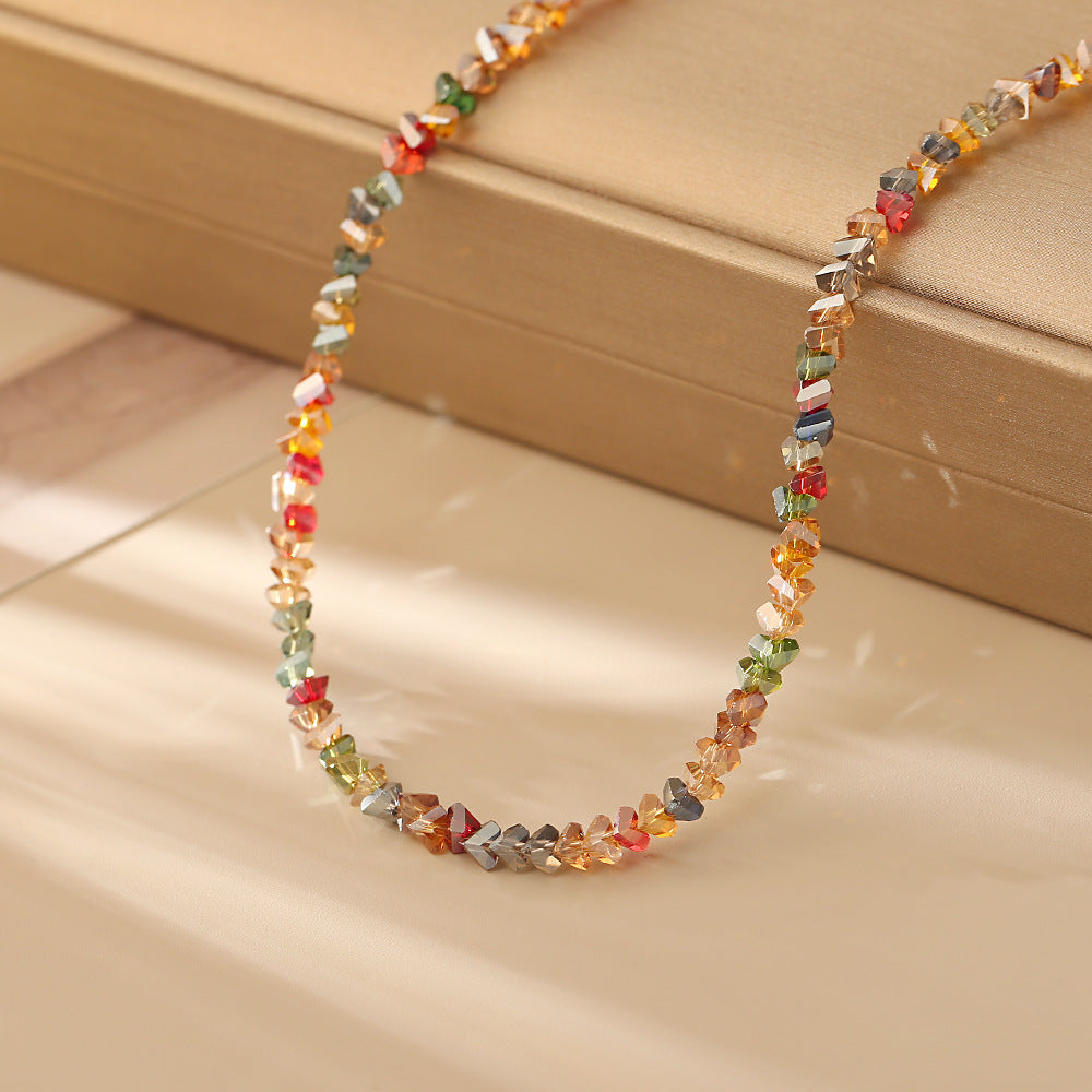 Crystal String Beads Sweet Fresh Pastoral Girly Style Clavicle Chain Necklace