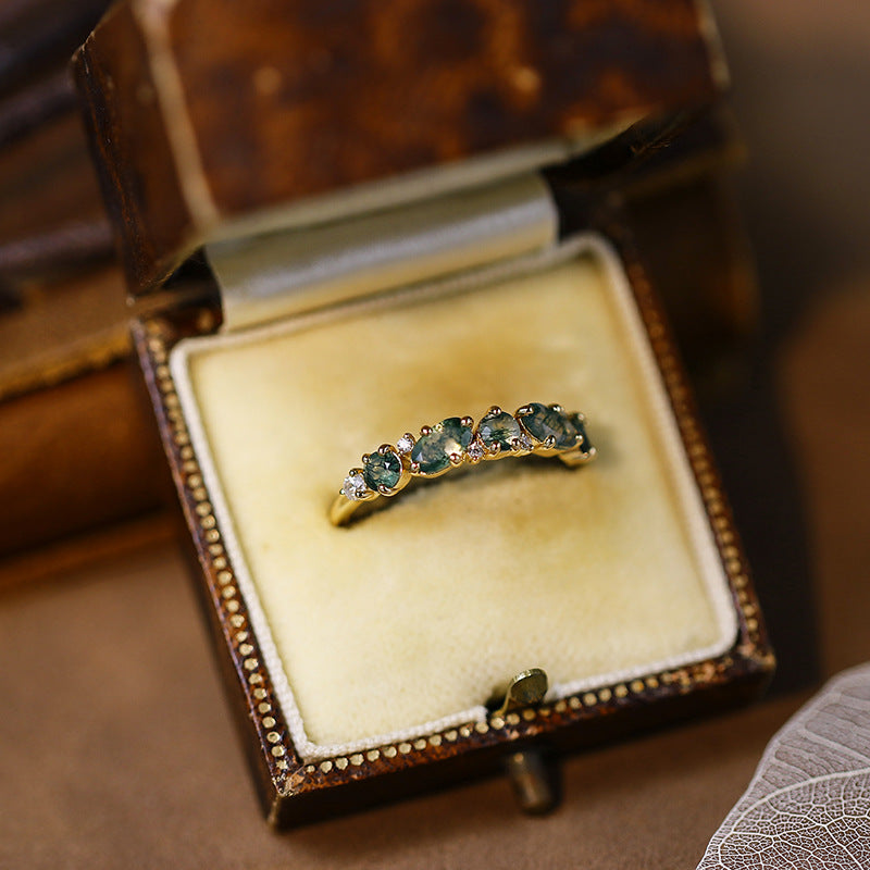 Spring Fashion Moss Natural Topaz Female Rings