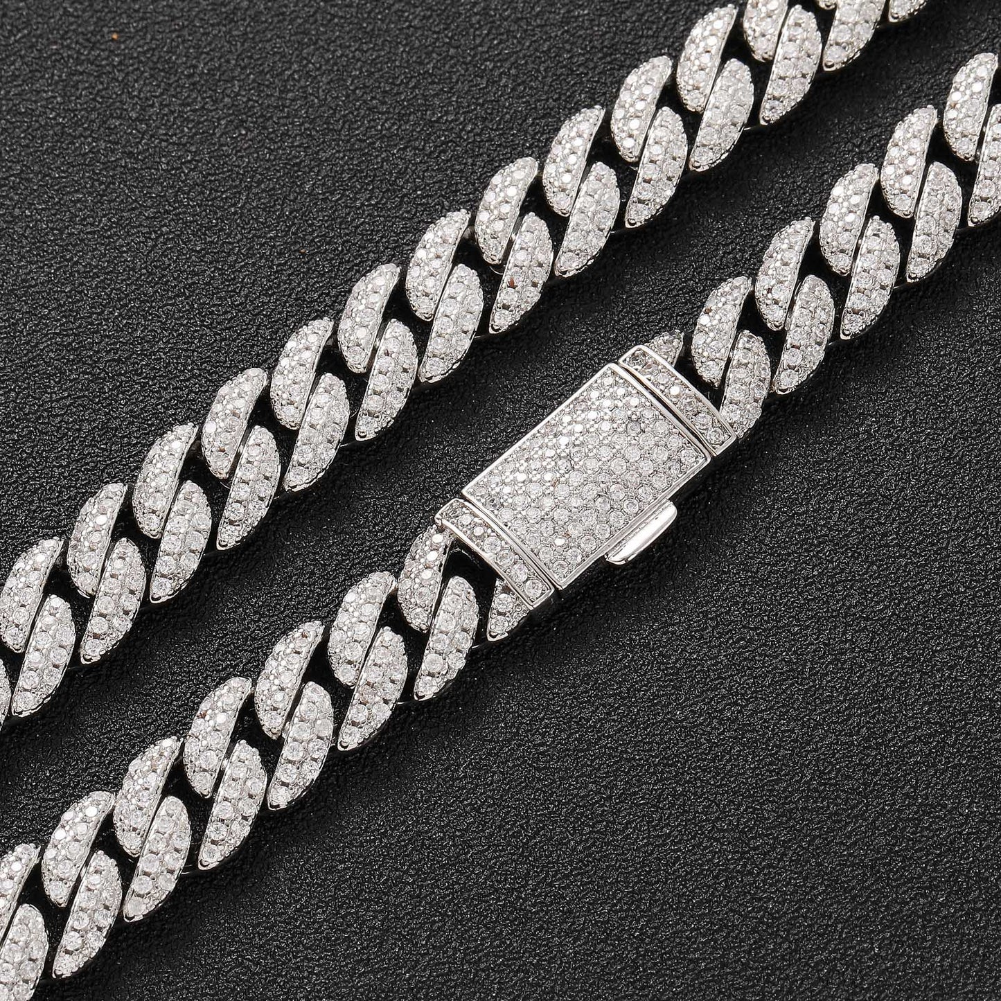 Men's Double Row Zircon Cuban Link Chain Necklaces