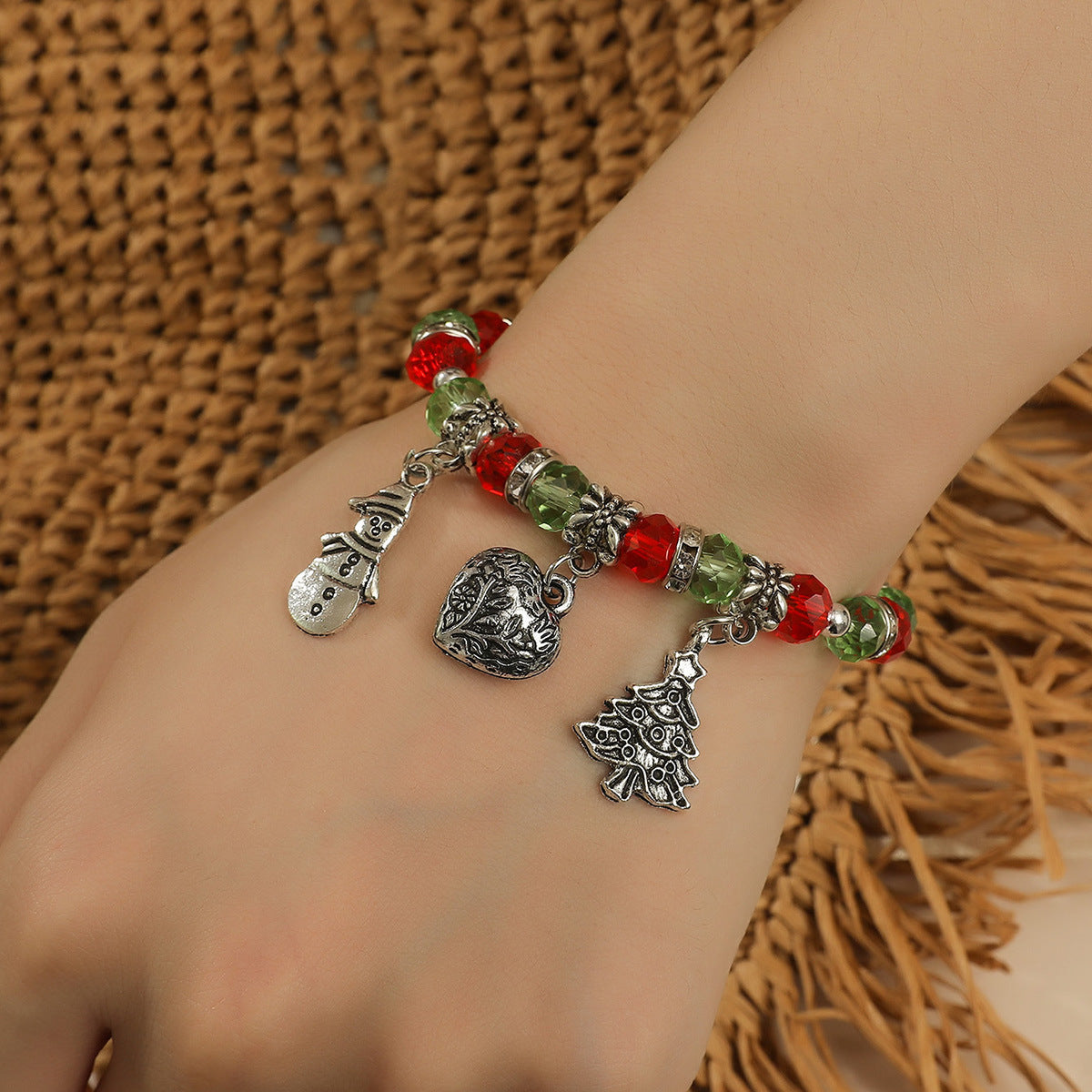 Jewelry Colorful Crystal String Beads Christmas Tree Bracelets
