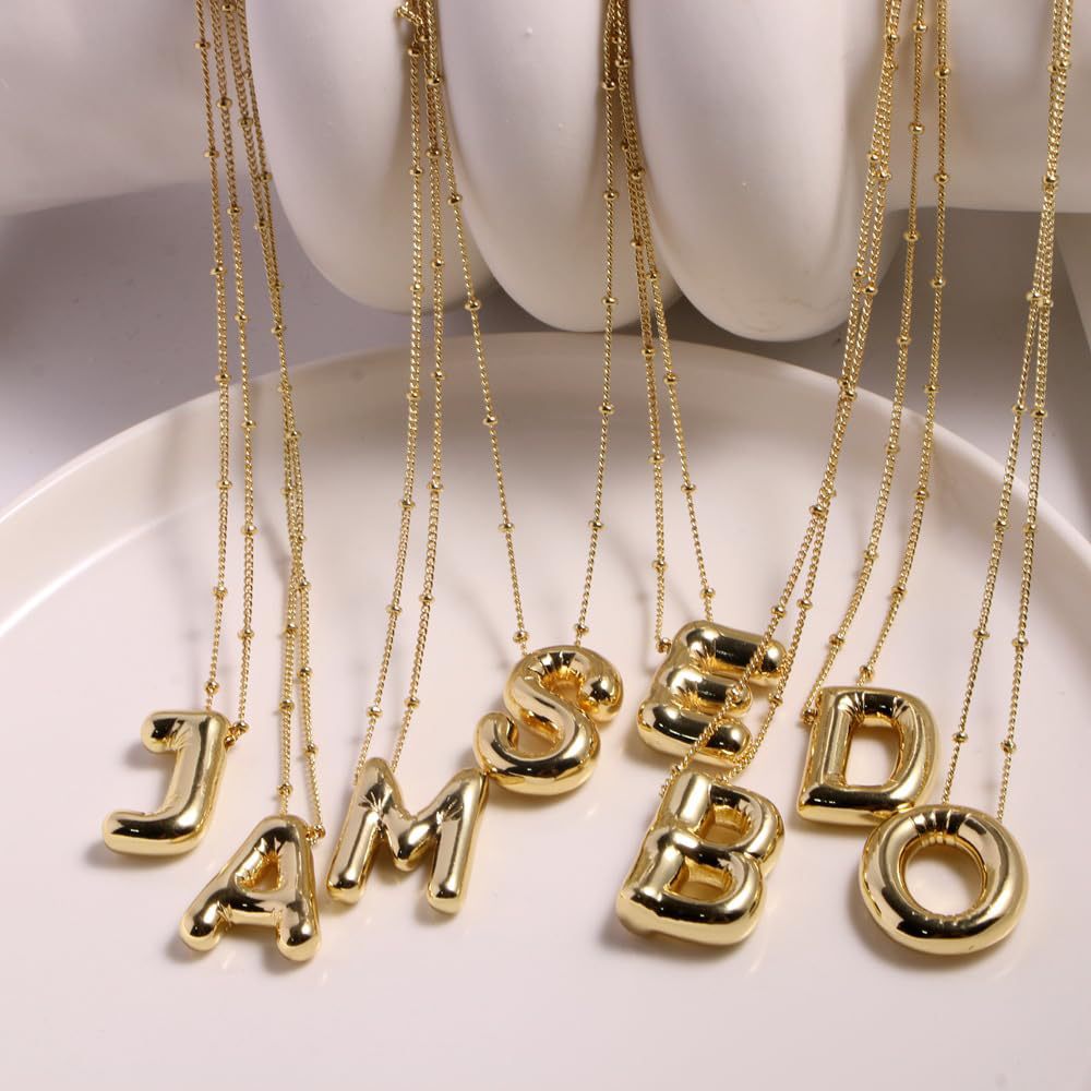 Balloon Glossy Letter Chubby Fashion Simple Necklaces