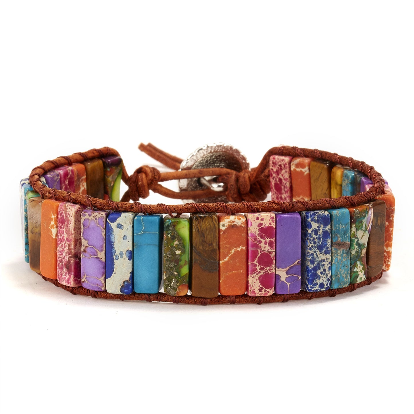 Hand-woven Single-layer Leather Color Emperor Stone Creative Bracelets