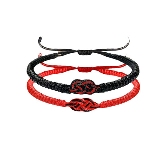 Black Red Ropes Hand-woven Adjustable Weaving In Bracelets