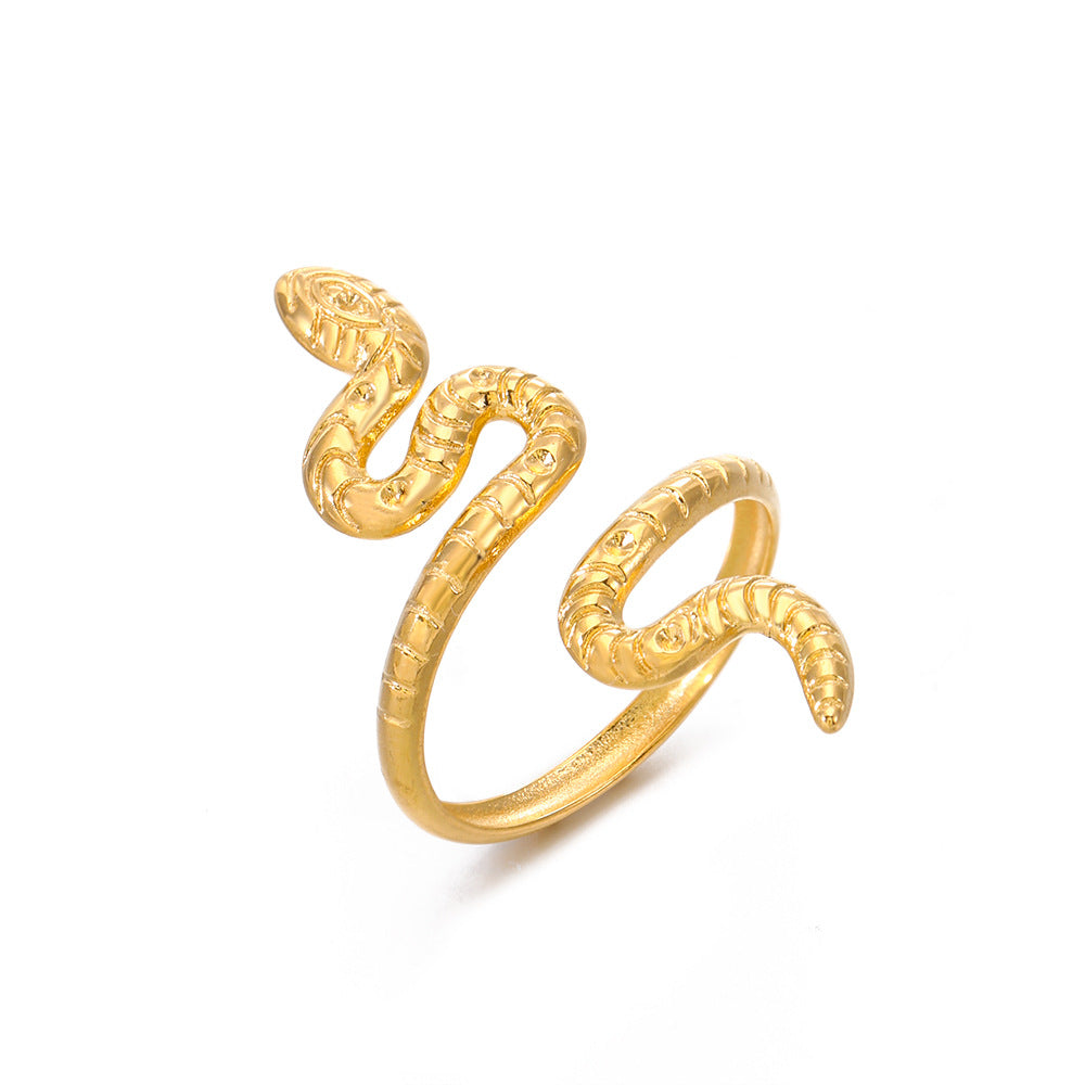 Stainless Steel Gold Snake Personality Real Rings