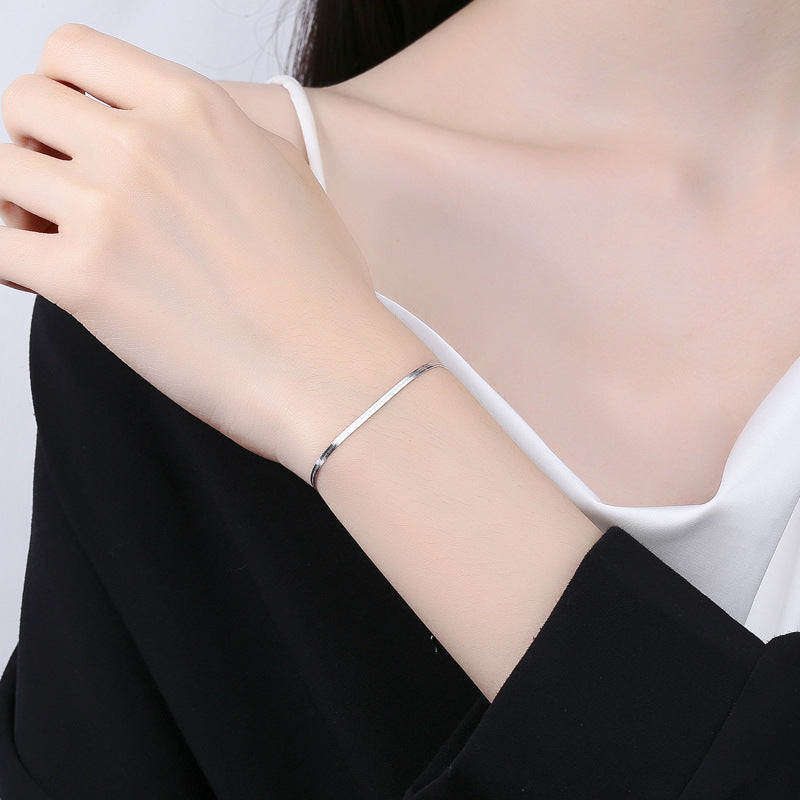 Women's Sier Flat Snake Bones Chain Minimalist Cold Elegant Bracelets