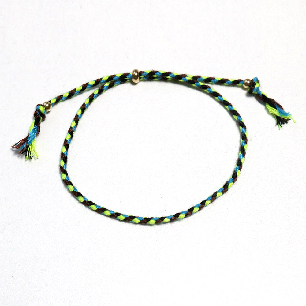 Women's & Men's Colorful Cotton String Friendship Copper Bead Bracelets