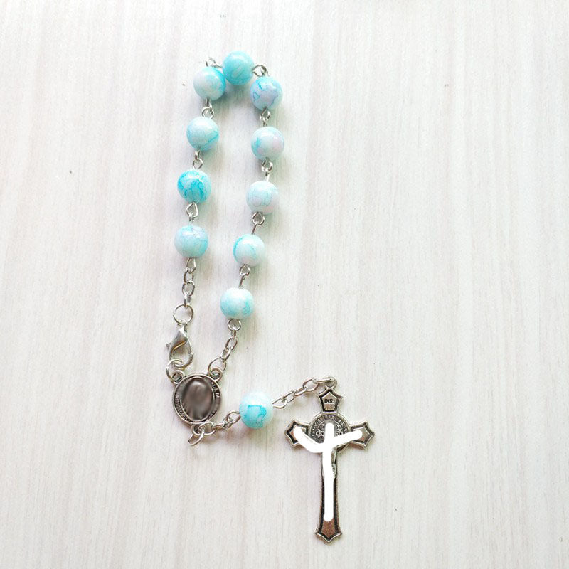 Small Glass Pattern Bead Cross Beads Bracelet