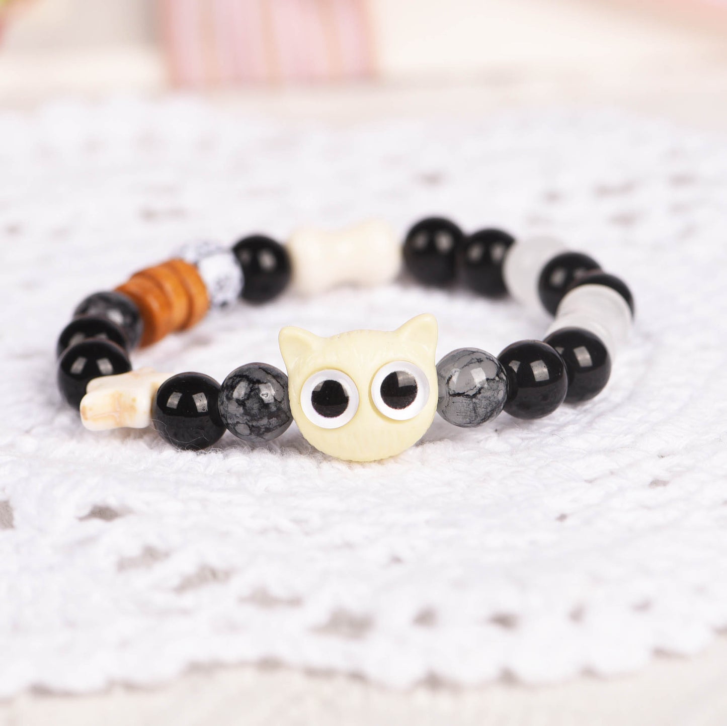 Cat Beaded Cute Elastic String Ceramic Bracelets