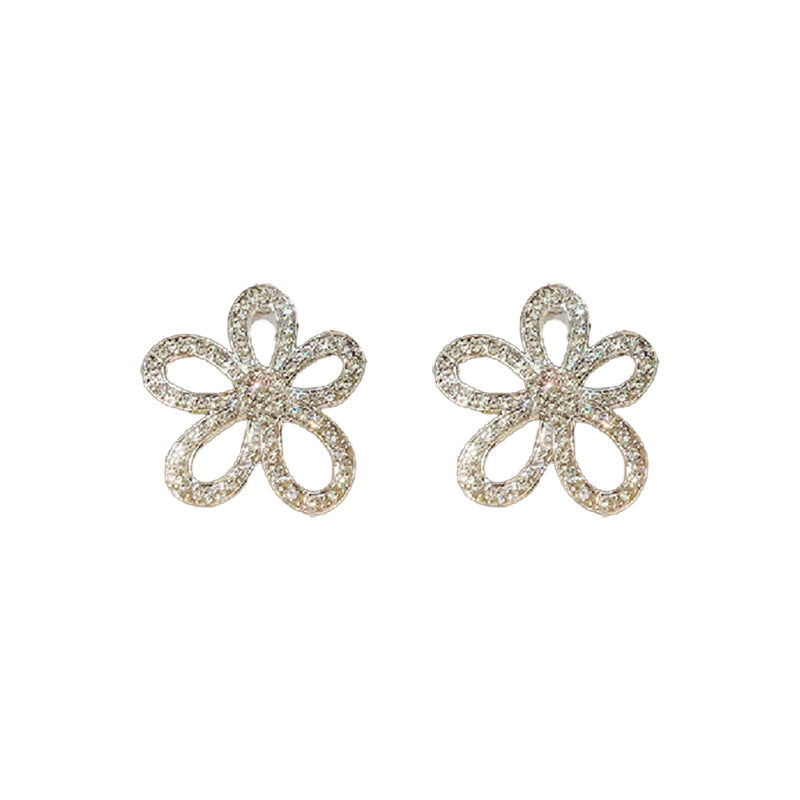 Sier Hollow Flower Affordable Luxury Fashion Earrings