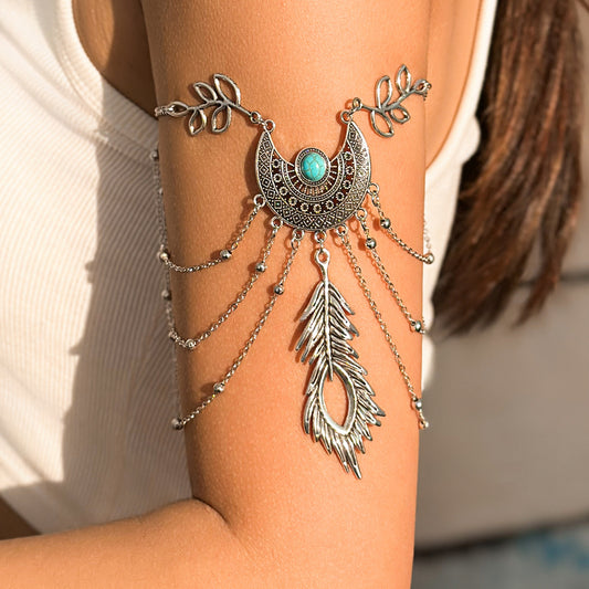 Women's Bohemian Metal Chain Arm Punk Style Vintage Leaves Tassel Bracelets