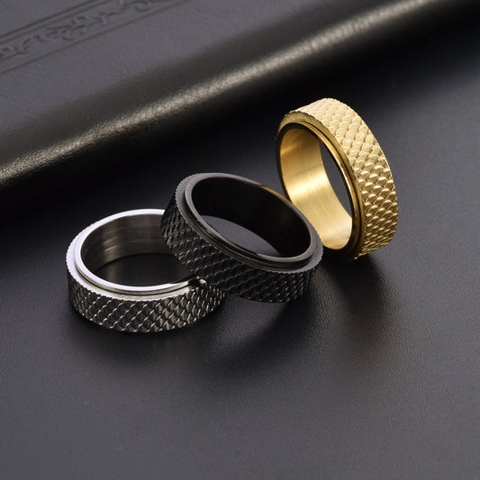 Men's Retro Titanium Steel Scale Rotatable Personalized Rings