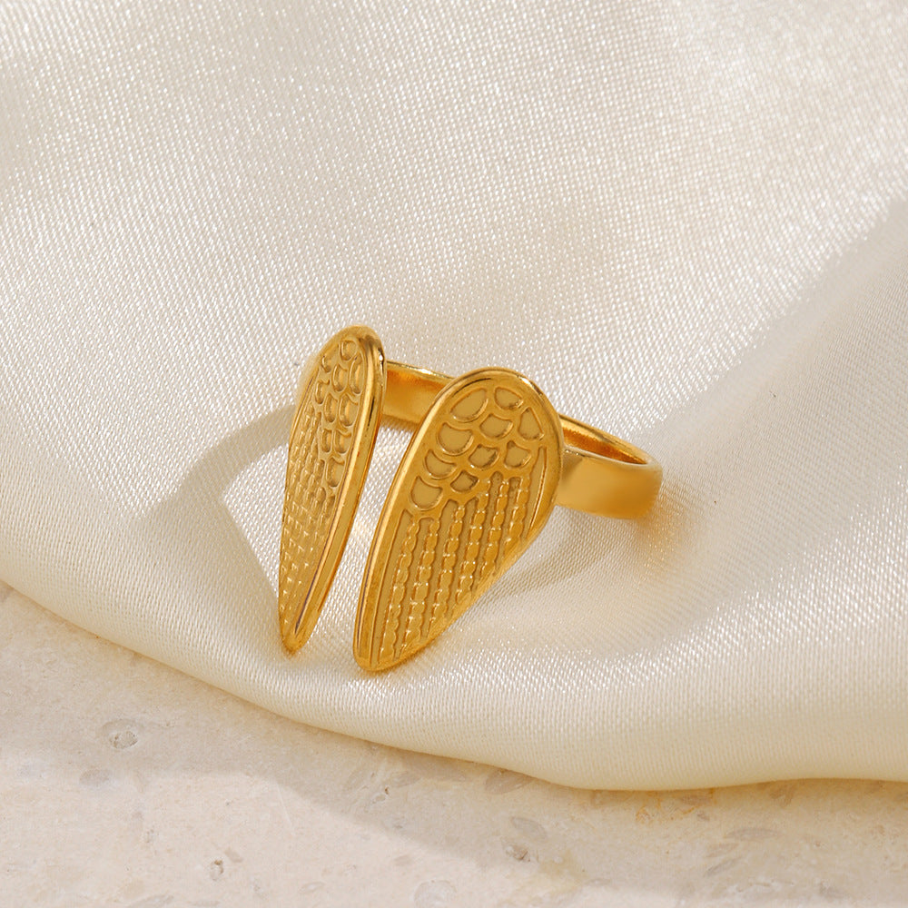 Fashion Gold-plated Stainless Steel Wings Vintage Rings