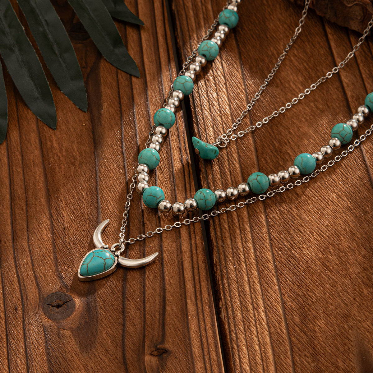 Turquoise Cow Head Clavicle Exotic Ethnic Necklaces