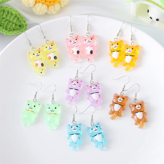 Tail Kitty Small Cute Fun Animal Earrings