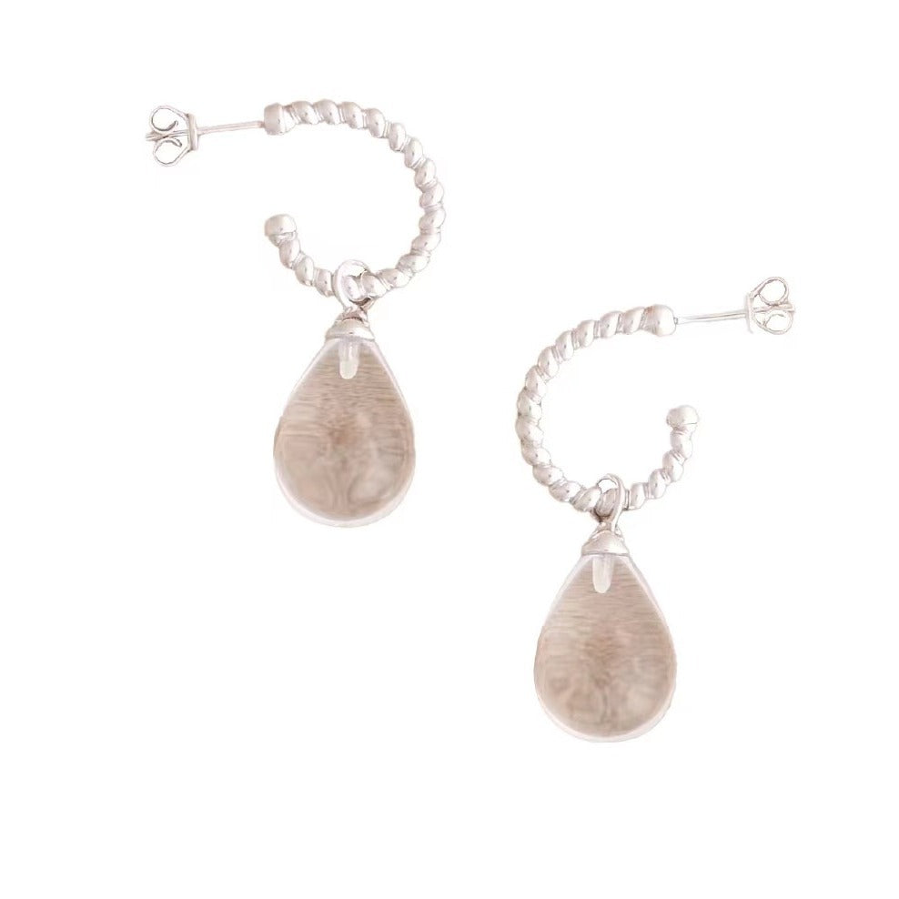 Sier Needle Opening Braided Light Luxury Minority Earrings