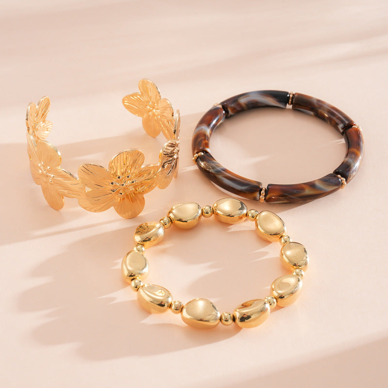 Women's Deep Coffee Leopard Retro Exaggerated High Bracelet