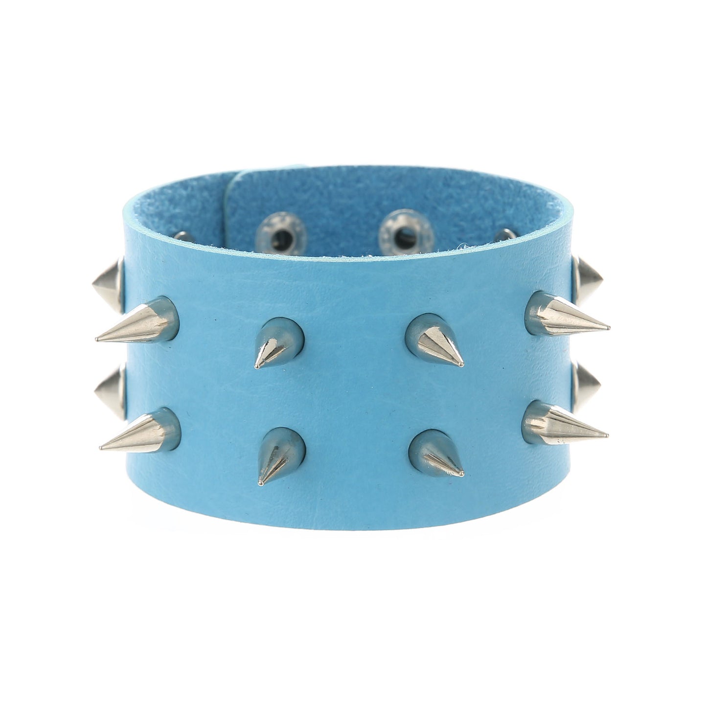 Punk Double Row Alloy Spike Couple Leather Rock Stainless Bracelet