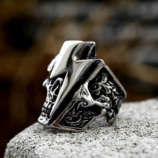 Punk Skull Retro Titanium Steel Lightning Rings