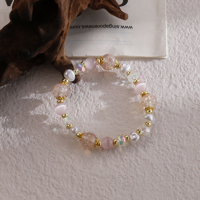 Clothing Glass Floral Beads Fresh Pastoral Tourist Attractions Elastic Bracelets
