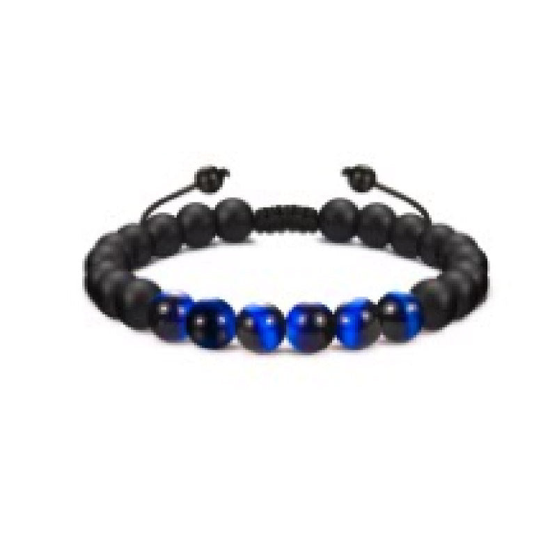 Men's Obsidian Frosted Woven Football Fashion Tigereye Volcanic Bracelets