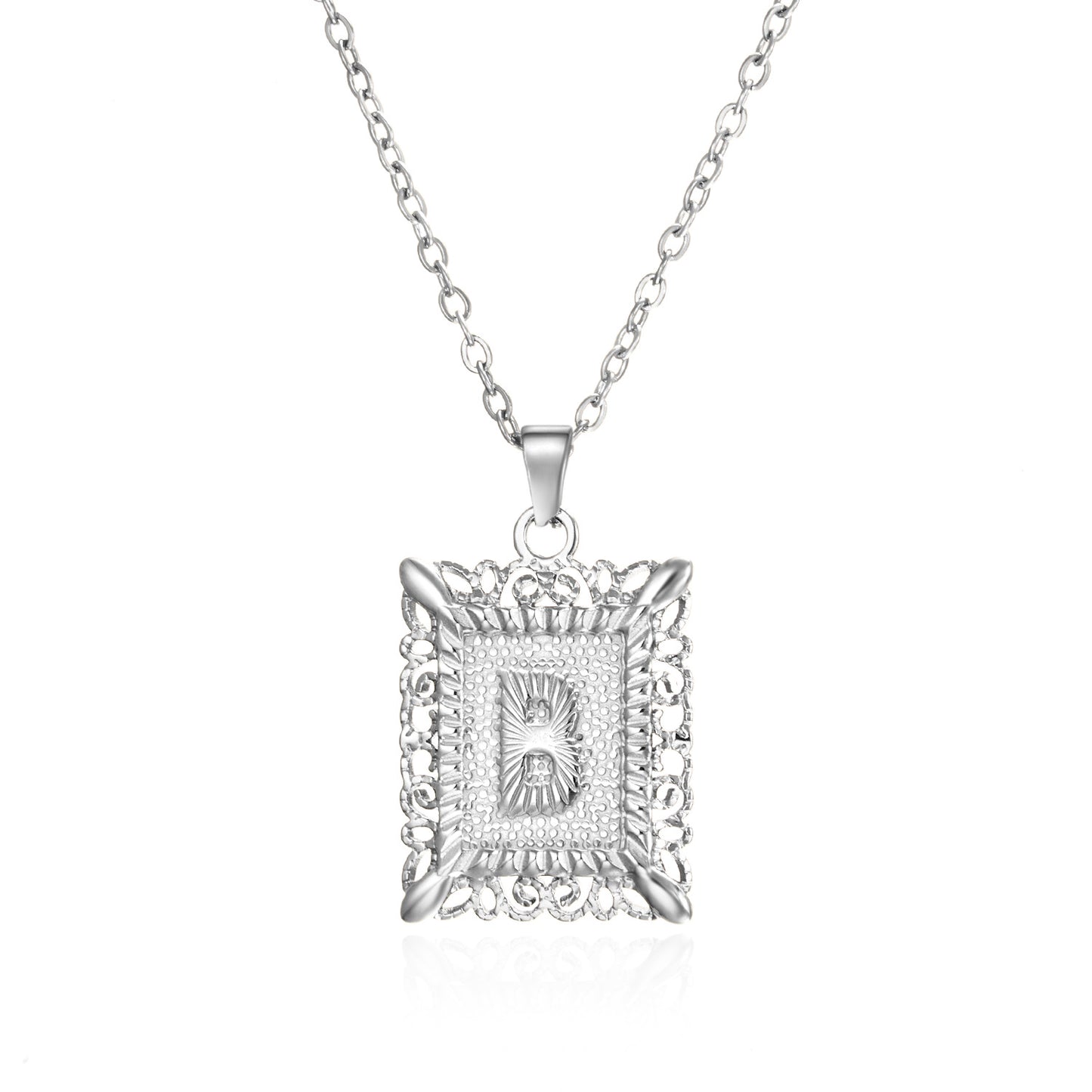 Stainless Steel Letter Hollow Square Titanium Necklaces