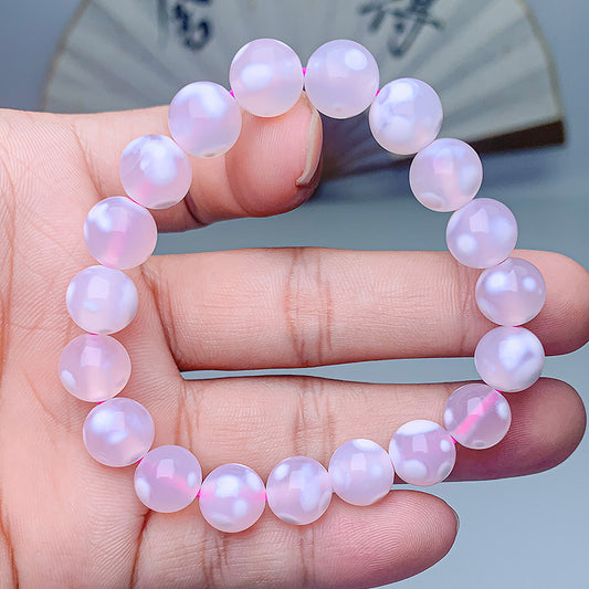 Natural Milk Powder Cover Agate Cherry Blossom Bracelets