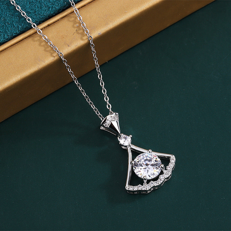 Imitation Moissanite Female White Gold Plated Pendants