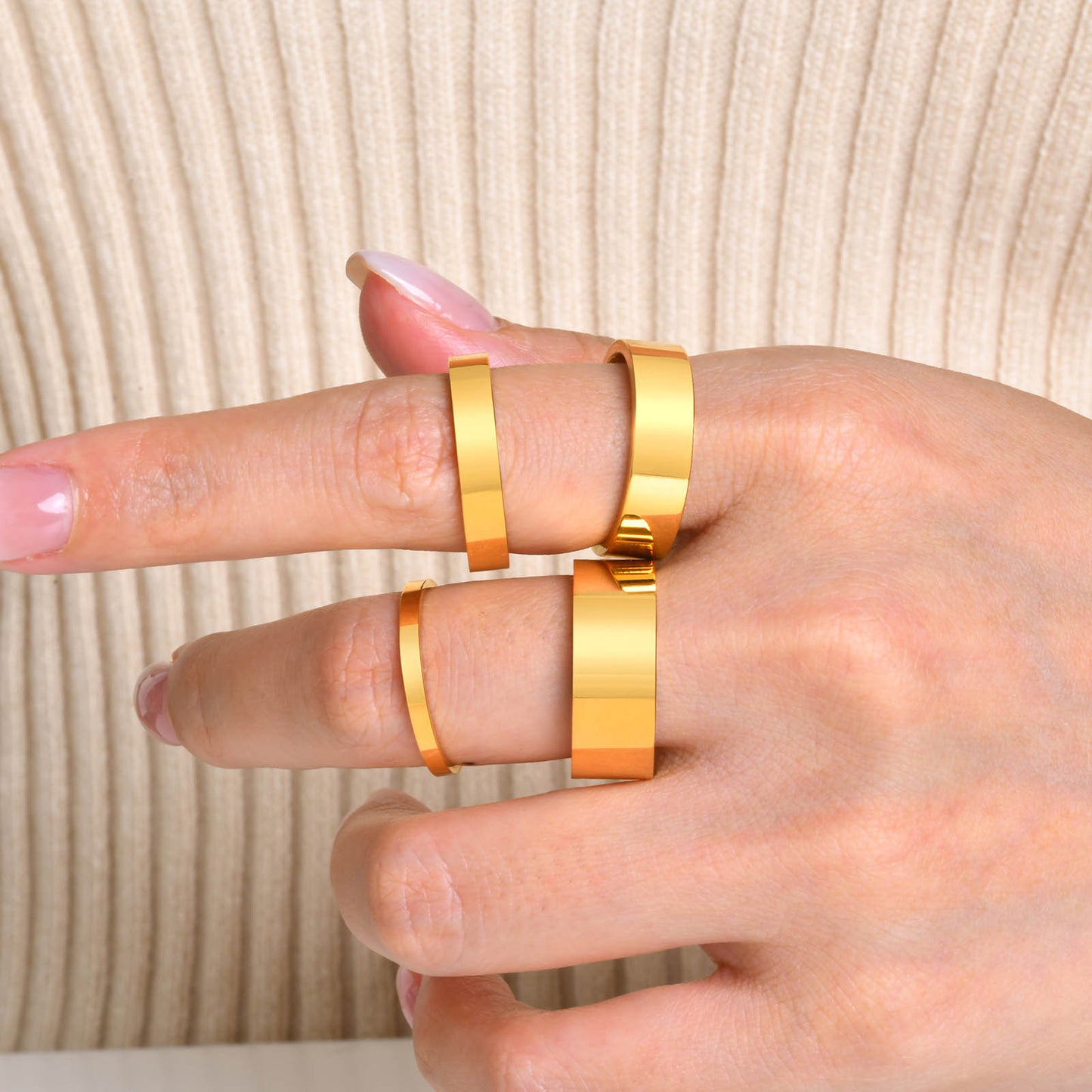 Women's Simple Wide Face Fashion Tail Gold Rings