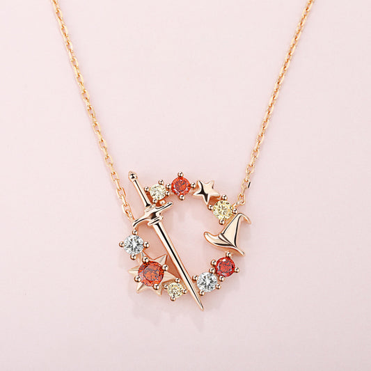 Surrounding Sterling Sier Wizard Branch The Sorcerer's Stone Clavicle Necklaces