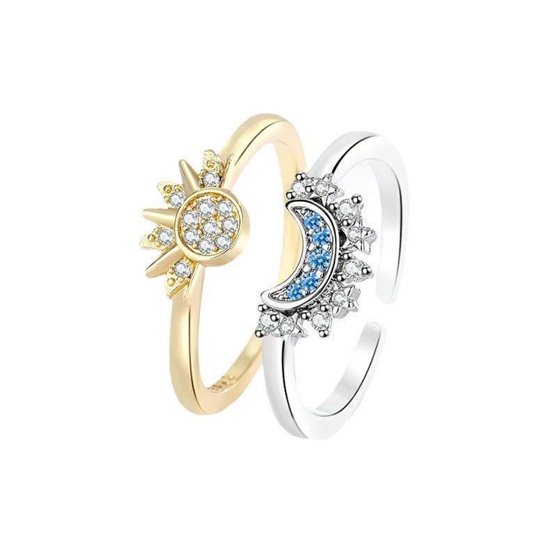 Stacked Female Personality Minimalist Design Diamond Rings