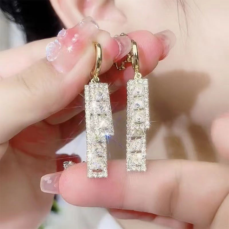 Women's Full Zircon Tassel For Light Luxury Earrings