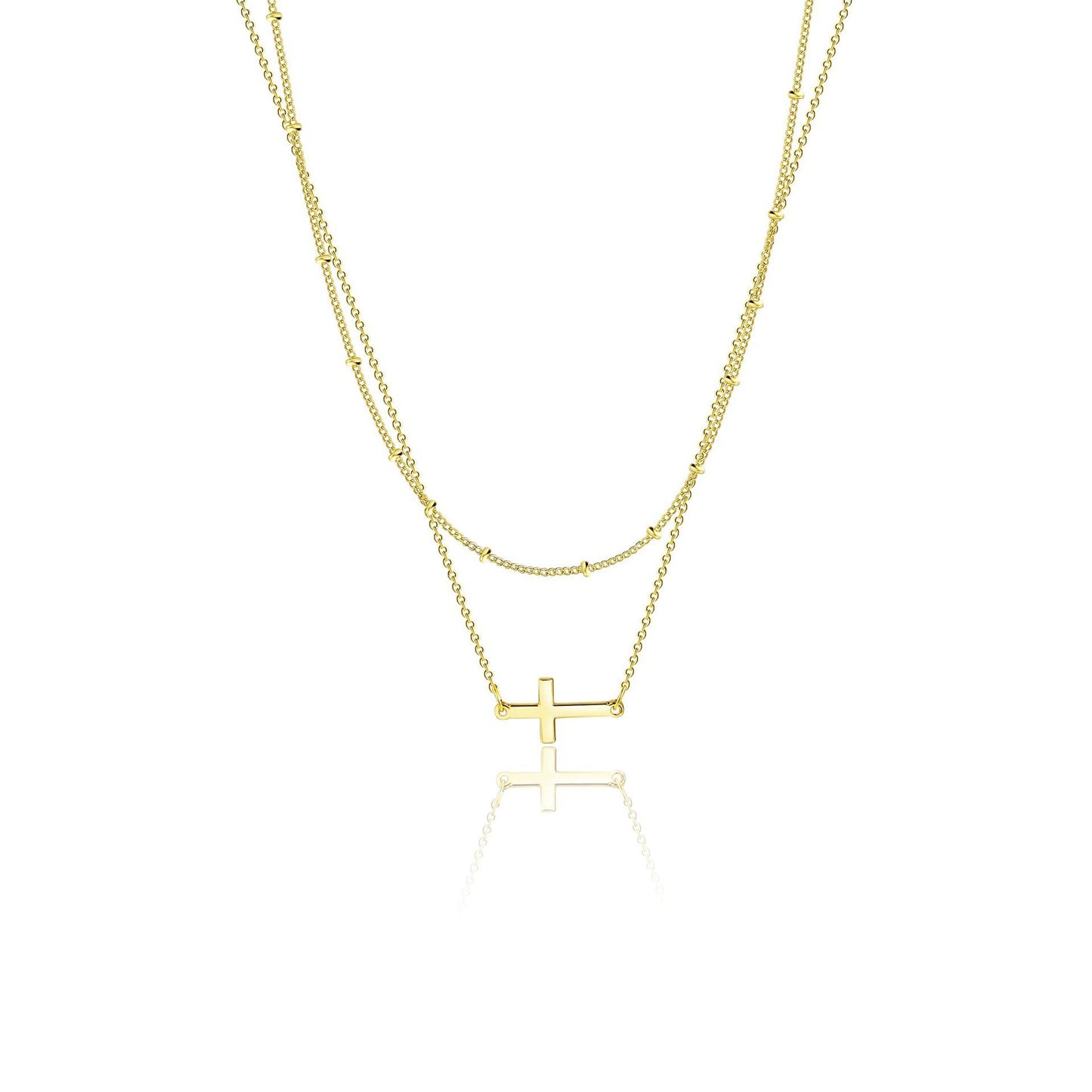 Women's Stainless Steel Cross Chain Clip Beads Bead Refined Necklace