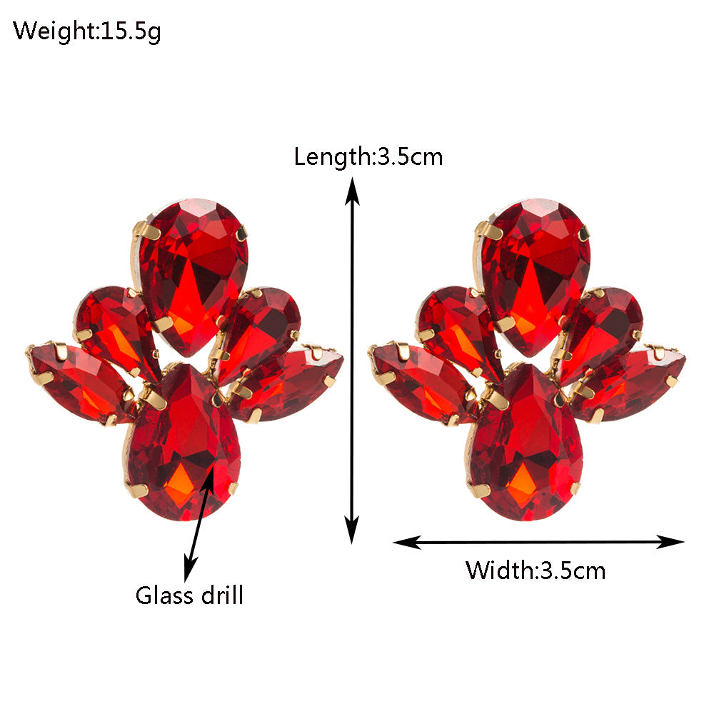 Fashion Personality Alloy Inlaid Glass Drill Full Diamond Earrings