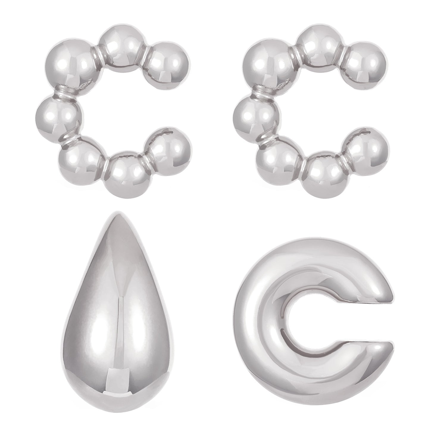 Exaggerated Shaped Water Drop Texture Earings Ear Clip