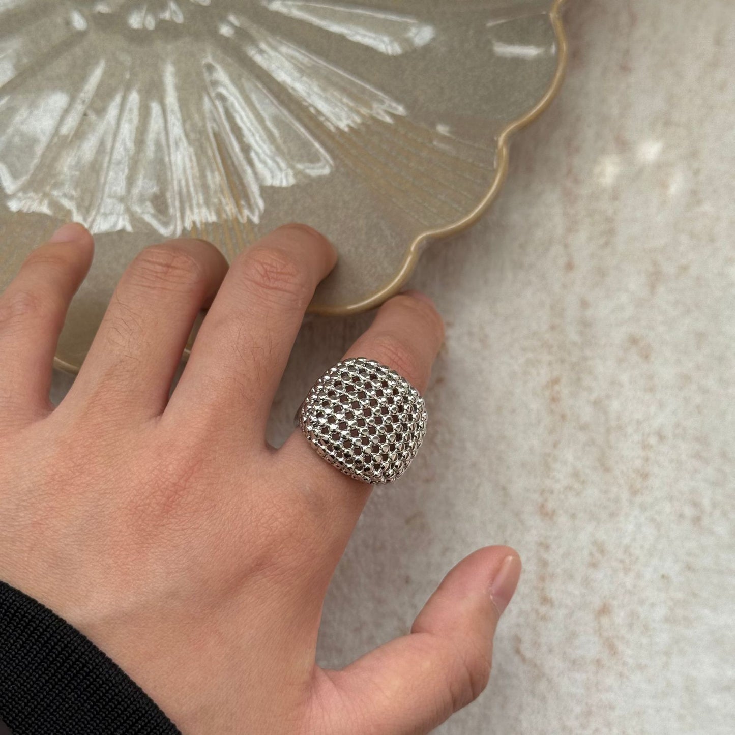 Women's Texture Collection Stylish Unique Temperament Twin Wear Rings
