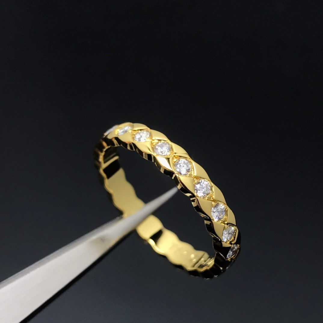 Version Narrow Wide Gold-plated Diamond Grid Rings