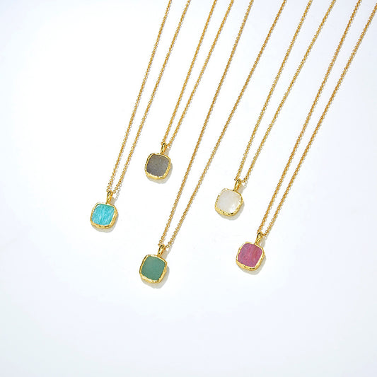 Simple Natural Ite Moonstone Rhodochrosite Sier Necklaces