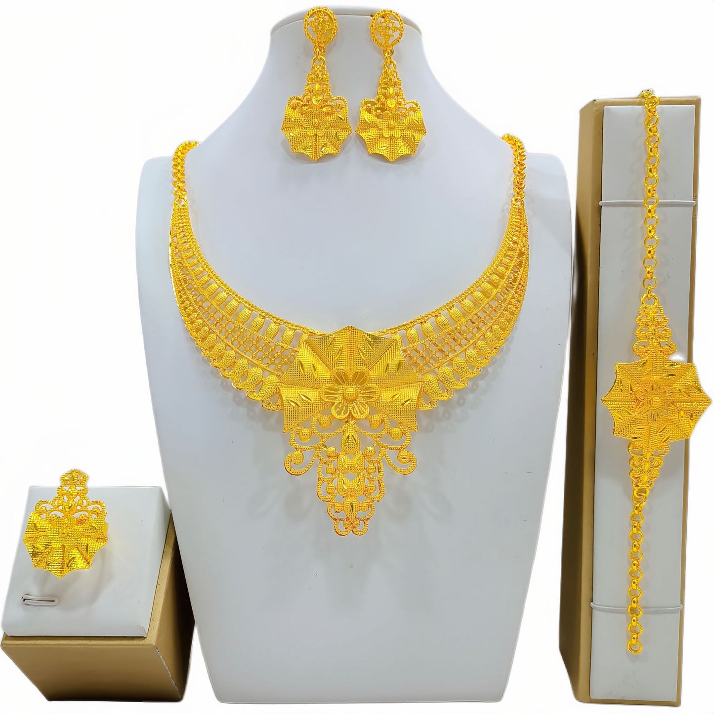 Casual Versatile Graceful Women's Gold-plated Bridal Jewelry Set