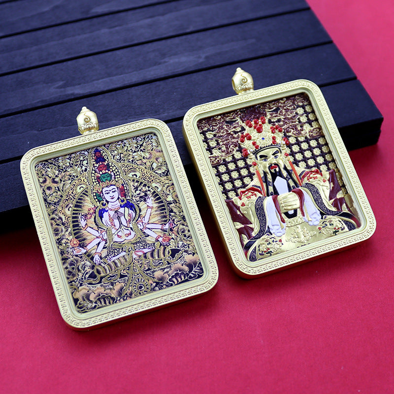 Three-dimensional Five-master Hand Painted Golden Outline Black Gold Pendants