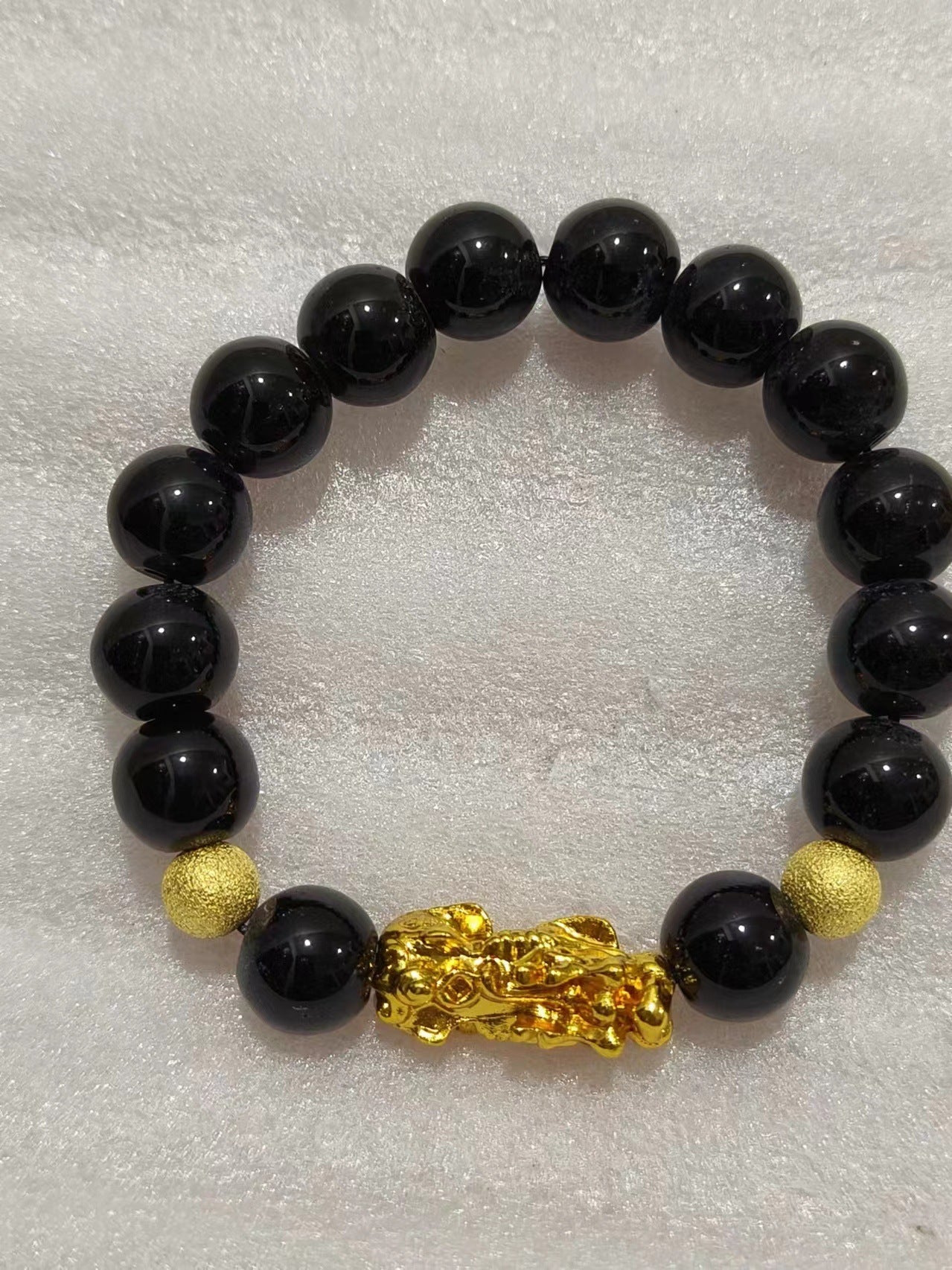 Women's & Men's Imitation Obsidian Money Drawing Pi Gold Bracelets