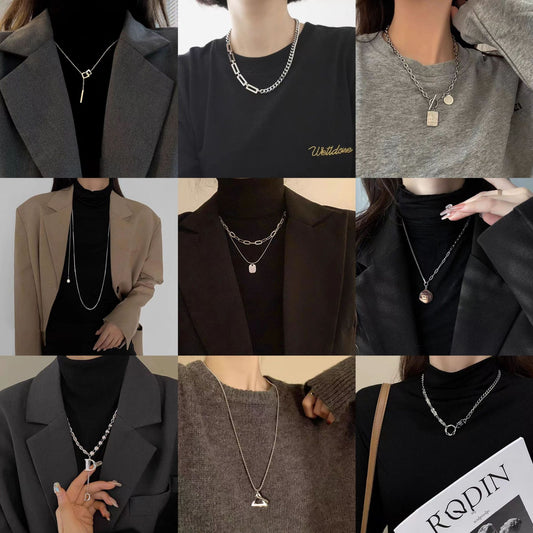 Women's Sweater Chain High-grade Long Pearl Titanium Necklaces