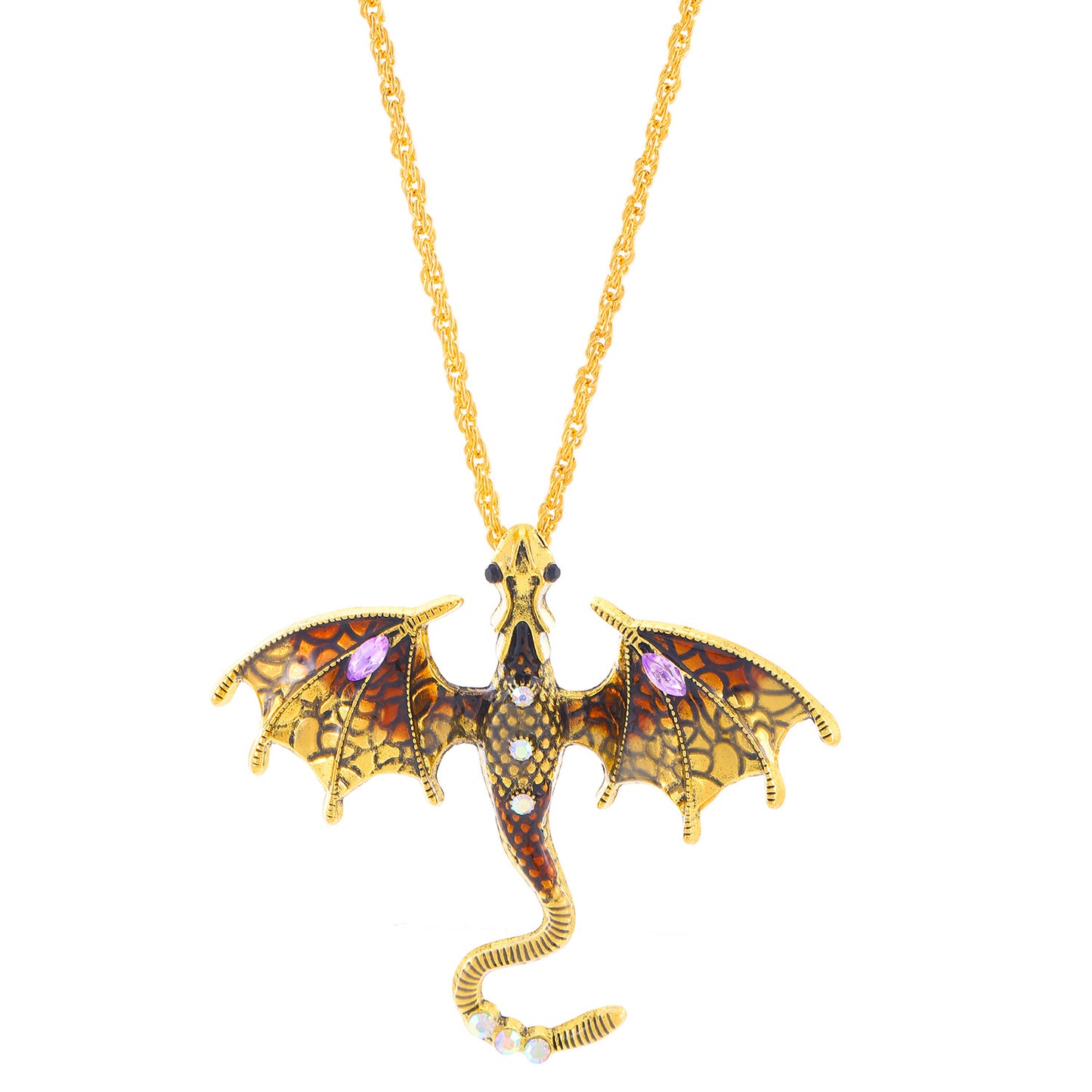 Cartoon Flying Dragon Female Niche Personality Enamel Color Diamond Inlaid Pendants