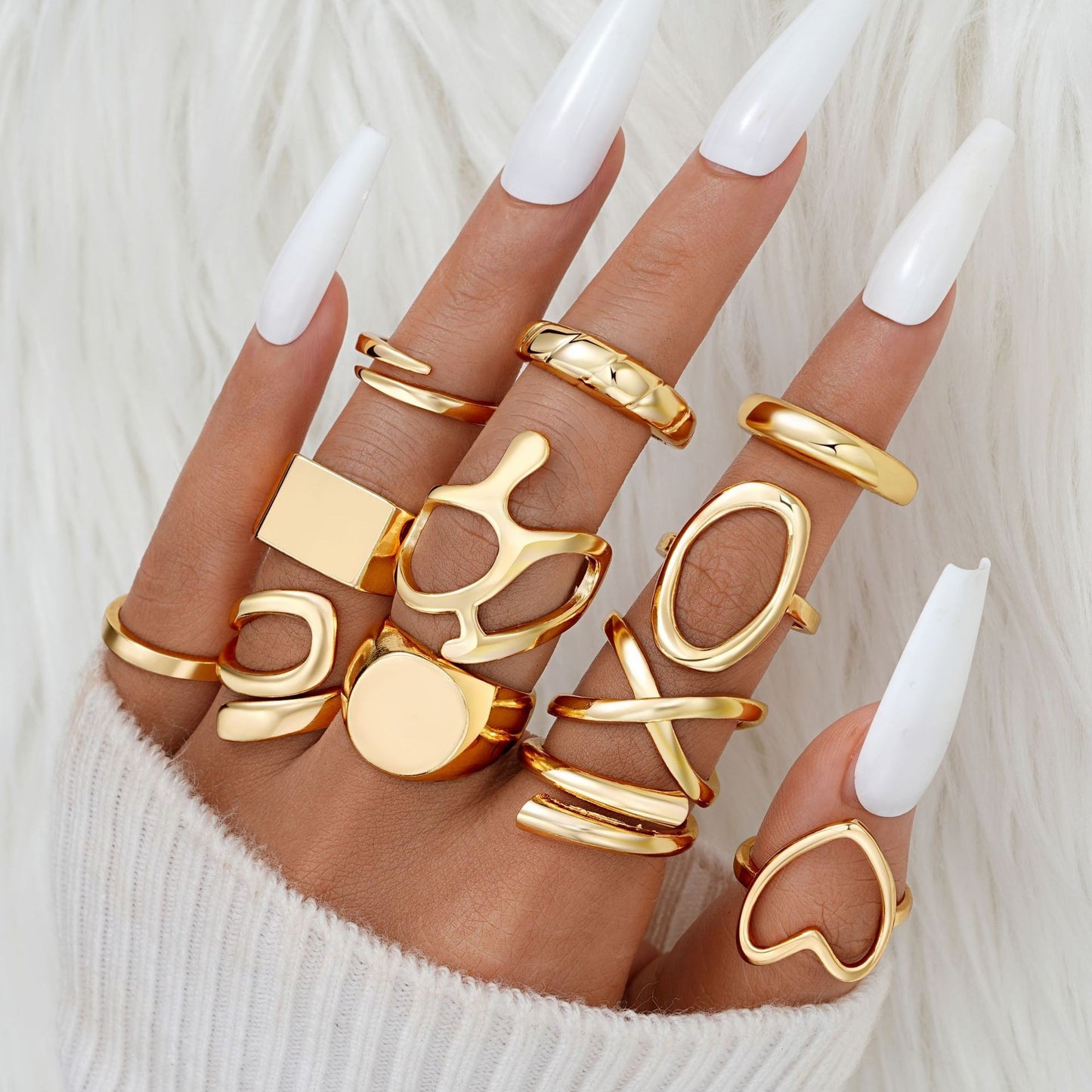 Drop Glossy Suit Piece Set Personality Creative Trend Rings